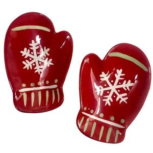 HALLMARK Pair of Christmas Snowflake Red  Mitten Candy Snack Serving Dishes